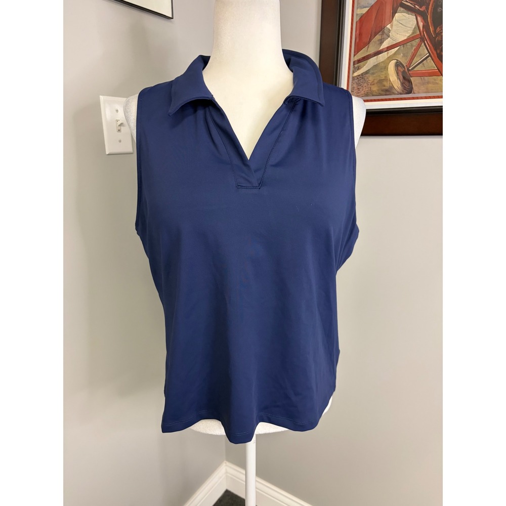 Tretorn Womens Navy Blue Sleeveless Golf Tennis Polo Shirt with Shelf Bra XL
